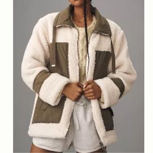 PILCRO MIXED SHERPA ANORAK JACKET